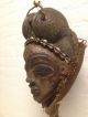 Gabon: Tribal Old African Female - Punu Mask With Brass Face. Masks photo 1