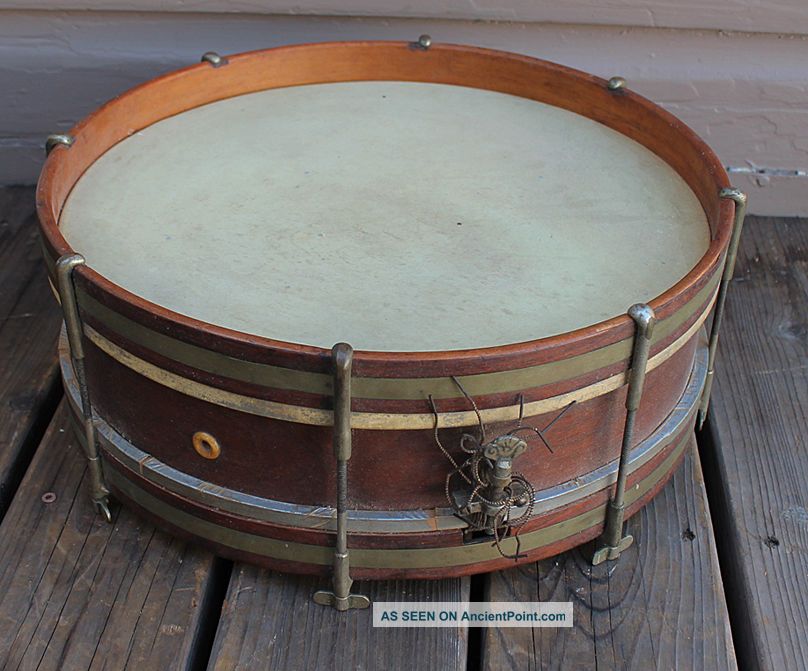Antique Vintage Wood Wooden & Brass Snare Drum 16 X 6 Percussion photo