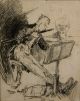 Antique Circa 1900 Thomas Hunt,  Charcoal Drawing,  Man Playing Flute,  Nr Wind photo 2