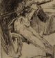 Antique Circa 1900 Thomas Hunt,  Charcoal Drawing,  Man Playing Flute,  Nr Wind photo 5