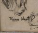 Antique Circa 1900 Thomas Hunt,  Charcoal Drawing,  Man Playing Flute,  Nr Wind photo 7