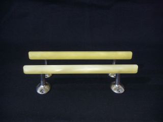 Vintage Reclaimed Wilbec Marbled Yellow Plastic Door Handles 7.  5  Candy Sticks photo