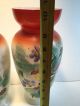 Pair 10 1/2 Antique French Opaline Glass Vases,  Birds Floral Hand Painted Euc Vases photo 10