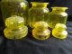 3 Vtg Blenko Neon Yellow Apothecary Canister Jars - Daisy Lid Bottles & Jars photo 1