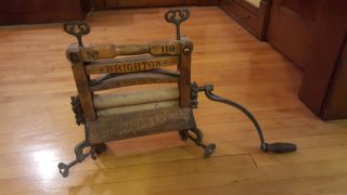 Vintage Brighton Np 110 Wooden Clothes Wringer Washer With Arm Crank photo
