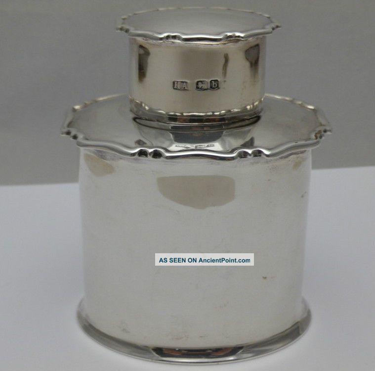 Antique English Solid Silver Tea Caddy - Canister Sheffield 1919 Alkin Bros Other Antique Sterling Silver photo