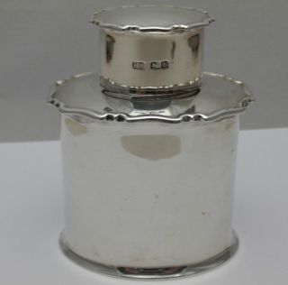 Antique English Solid Silver Tea Caddy - Canister Sheffield 1919 Alkin Bros photo