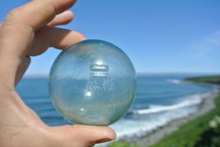 Japanese Fishing Glass Float Marked 142 On Shoulder photo