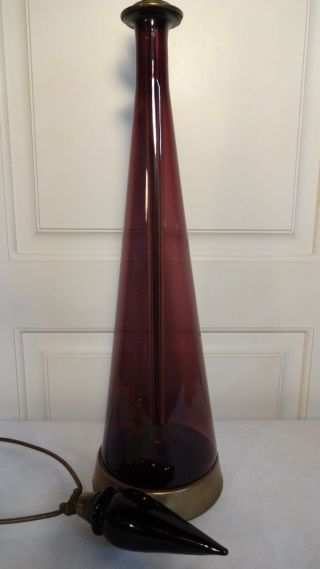 Wayne Husted Blenko Marbro Amethyst Glass Lamp Finial Purple Mid Century Modern photo
