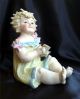 Adorable Large German Bisque Piano Baby,  Girl Holding Cup Figurines photo 3