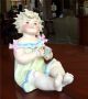 Adorable Large German Bisque Piano Baby,  Girl Holding Cup Figurines photo 4