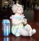 Adorable Large German Bisque Piano Baby,  Girl Holding Cup Figurines photo 5