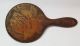 Antique Flemish Art Pyrography Wood Burnt Rose Design Hand Held Mirror - Other Antique Woodenware photo 1