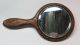 Antique Flemish Art Pyrography Wood Burnt Rose Design Hand Held Mirror - Other Antique Woodenware photo 2
