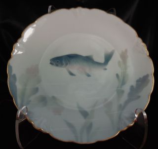 Antique Porcelain Fish Plate J&c Bavaria Vintage Dinnerware Pattern 