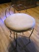 Vintage Mid Century Modern Hollywood Regency Brass Vanity Stool Chair Post-1950 photo 3