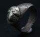 Roman Period Silver Finger Ring With Bezel Depicting Male Face 100 B.  C.  - 100 A.  D. Roman photo 1