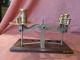 Victorian Small Brass Letter Balance Beam Scales,  With Five Weights Other Antique Science Equip photo 4