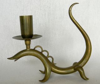 Rare Art Deco Hagenauer Candle Holders Lizard / Dragon Sculptures Fab photo