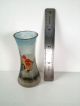 Antique French Art Deco Hand Blown Glass Small Spill Vase Enamelled Scene Art Deco photo 3