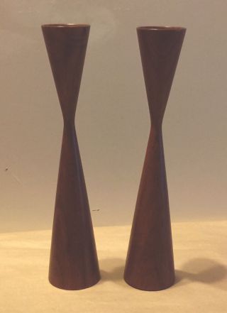 Mid Century Wooden Stylish Mid Century Candlesticks Probably Denmark C 1960/9 