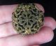2 Piece Large Brass Golden Age Filigree Pierced Hollow Button - Buttons photo 4