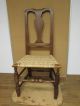 A Great 18th C Ct Qa Chair Bold Turned Feet Shaped Crest Grungy Surface Primitives photo 1