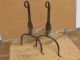 A Late 17th C American Wrought Iron Ring And Blade Front Andirons Primitives photo 1