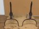 A Late 17th C American Wrought Iron Ring And Blade Front Andirons Primitives photo 2