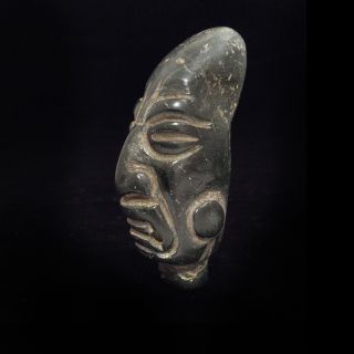 Carved Stone Head Pendant - Antique Pre Columbian Statue - Olmec Toltec Mayan photo