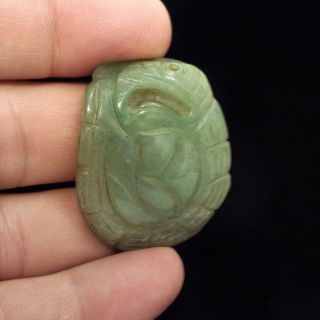 Carved Stone Serpent Amulet Pendant - Antique Pre Columbian Statue - Olmec Mayan photo