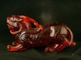 9.  0 Inches Chinese Amber Beeswax Fengshui Beast Pixiu Statue F005 photo