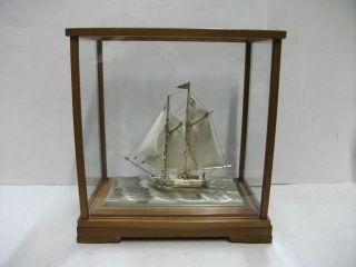 The Sailboat Of Silver Of The Most Wonderful Japan.  2masts.  A Japanese Antique. photo