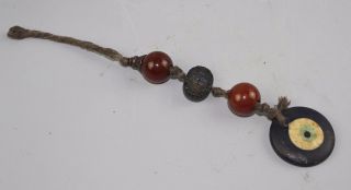 Ancient Chinese Beijing Glass Carved Court Beads Accessories photo