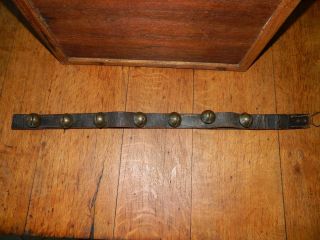 Vintage Brass Sleigh Bells W/ Leather Strap (6) photo