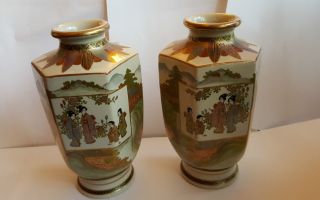 Early 20th Century Satsuma Shimazu Hexaganol Vases photo
