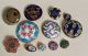 12 Different Antique Champleve Cloisonné Enamel Brass Buttons Floral,  Pierced, Buttons photo 1