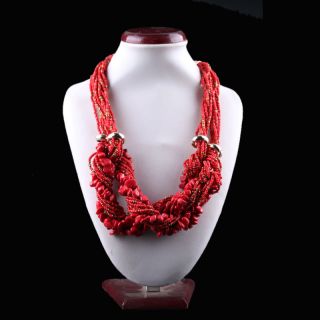 Collectibles Decorated Handwork Tibet Red Coral Necklaces Csy80 photo
