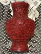 Vintage Chinese Cinnabar Miniature Vase Praying Wisemen - Red Oriental Vases photo 3
