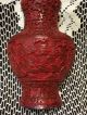 Vintage Chinese Cinnabar Miniature Vase Praying Wisemen - Red Oriental Vases photo 4