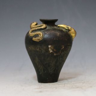 Chinese Bronze Gilt Hand - Carved Snake & Mouse Pot W Xuande Mark Csyb315s photo