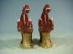 Chinese Red Glaze Porcelain A Pair Horses Statues Kwan-yin photo 1