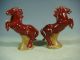 Chinese Red Glaze Porcelain A Pair Horses Statues Kwan-yin photo 2