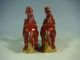 Chinese Red Glaze Porcelain A Pair Horses Statues Kwan-yin photo 3