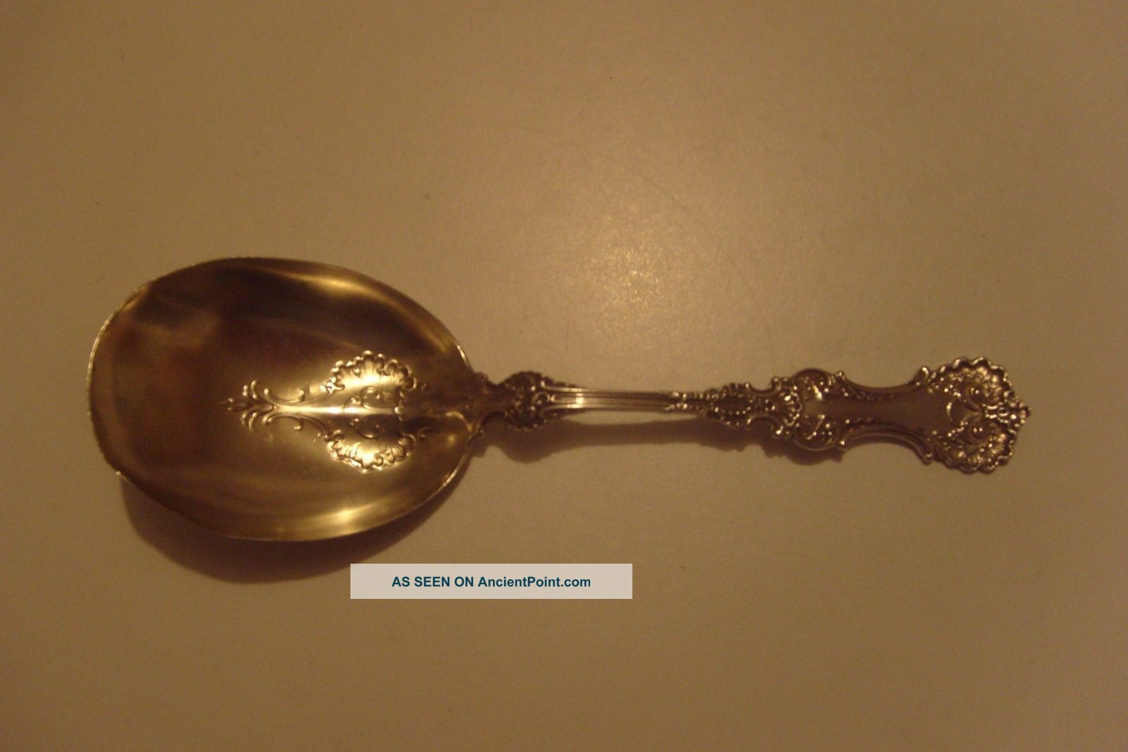 Whiting Sterling Silver Large Spoon Pompadour Pattern Antique Early Hallmark1898 Flatware & Silverware photo