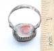 Ancient Medieval Bronze Finger Ring With Red Stone Inlay (arl02) Roman photo 2