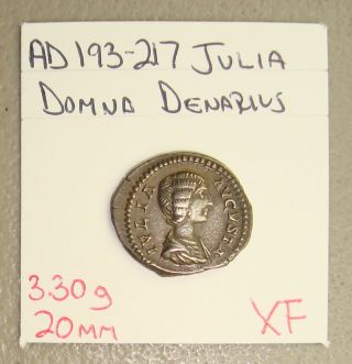 Ad 193 - 217 Julia Domna,  Pietas Reverse Ancient Roman Silver Denarius Xf photo