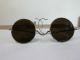 Vintage Antique Eye Glasses Thin Metal Round With Case Optical photo 1