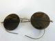 Vintage Antique Eye Glasses Thin Metal Round With Case Optical photo 2