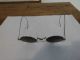 Vintage Antique Eye Glasses Thin Metal Round With Case Optical photo 3